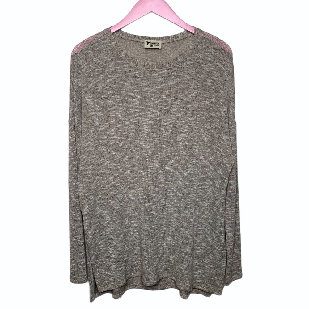 Show Me Your Mumu Knox Sweater Knit Tan Gray Pullover